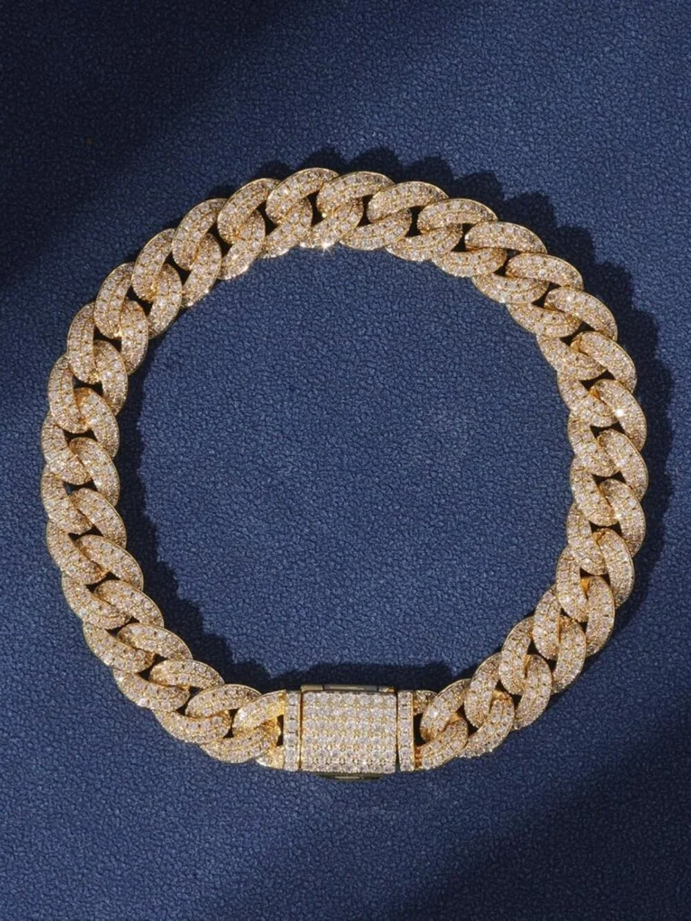 Unisex 8mm Cuban Link Bracelet & Necklace Set, Gold/White Gold Iced Out Hip Hop